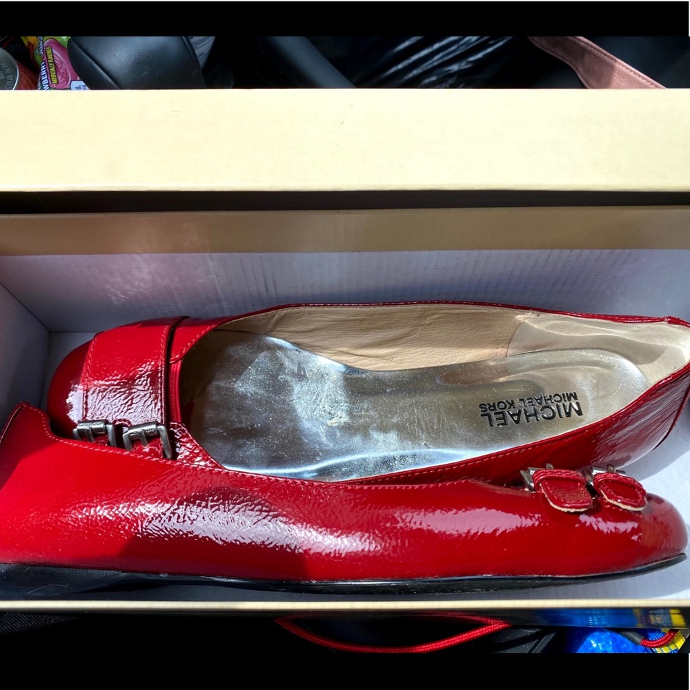 Red Patent Michael Kors Flats, Size 8.5